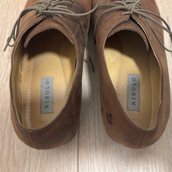 Nisolo Brown Nubuck Leather Derby Shoes - 9 - Picture 4 of 11